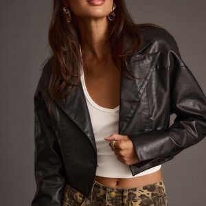 12th Tribe Wilde Black Vegan Leather Jacket Size SS